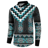 Paua Shell Taniko Pattern Aotearoa Button Sweatshirt Niho Taniwha Mix Poutama LT14 - Polynesian Pride