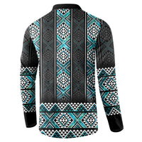 Paua Shell Taniko Pattern Aotearoa Button Sweatshirt Niho Taniwha Mix Poutama LT14 - Polynesian Pride