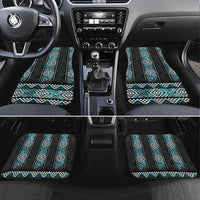 Paua Shell Taniko Pattern Aotearoa Car Mats Niho Taniwha Mix Poutama LT14 Set 4pcs Turquoise - Polynesian Pride