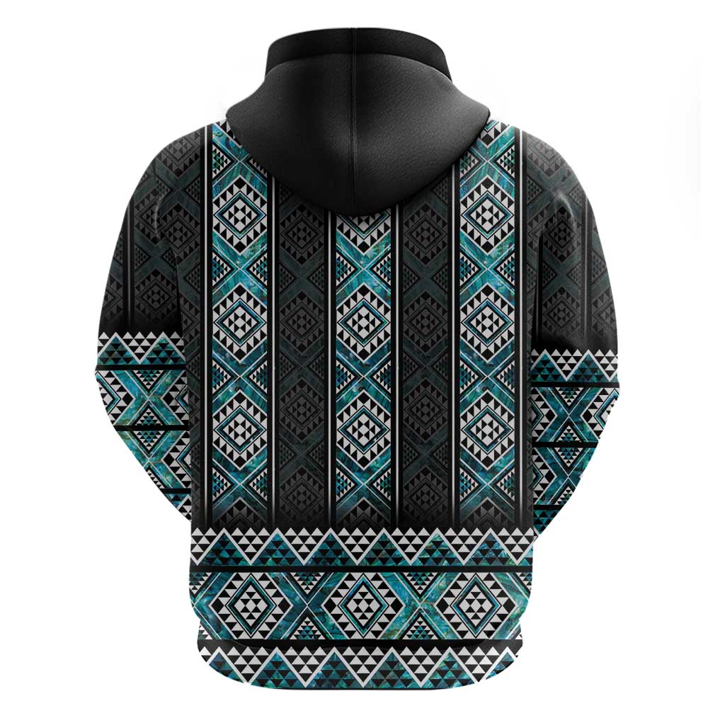 Paua Shell Taniko Pattern Aotearoa Hoodie Niho Taniwha Mix Poutama LT14 - Polynesian Pride