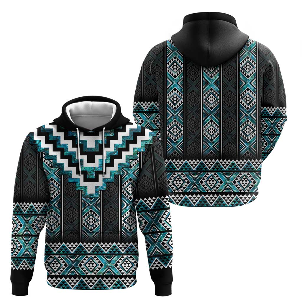 Paua Shell Taniko Pattern Aotearoa Hoodie Niho Taniwha Mix Poutama LT14 - Polynesian Pride
