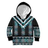 Paua Shell Taniko Pattern Aotearoa Kid Hoodie Niho Taniwha Mix Poutama LT14 Hoodie Turquoise - Polynesian Pride