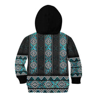 Paua Shell Taniko Pattern Aotearoa Kid Hoodie Niho Taniwha Mix Poutama LT14 - Polynesian Pride