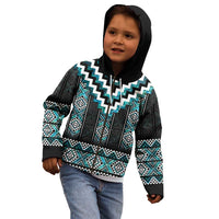 Paua Shell Taniko Pattern Aotearoa Kid Hoodie Niho Taniwha Mix Poutama LT14 - Polynesian Pride