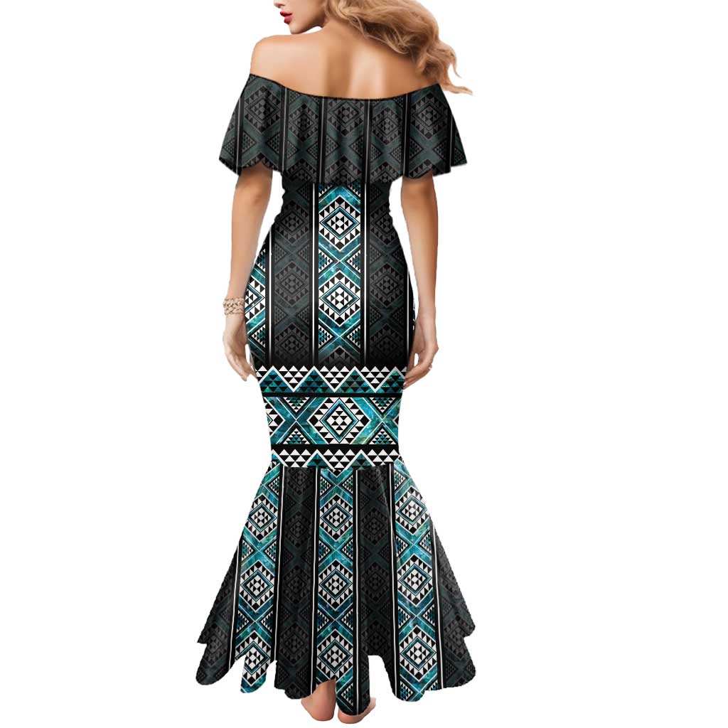 Paua Shell Taniko Pattern Aotearoa Mermaid Dress Niho Taniwha Mix Poutama LT14 - Polynesian Pride