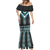 Paua Shell Taniko Pattern Aotearoa Mermaid Dress Niho Taniwha Mix Poutama LT14 - Polynesian Pride