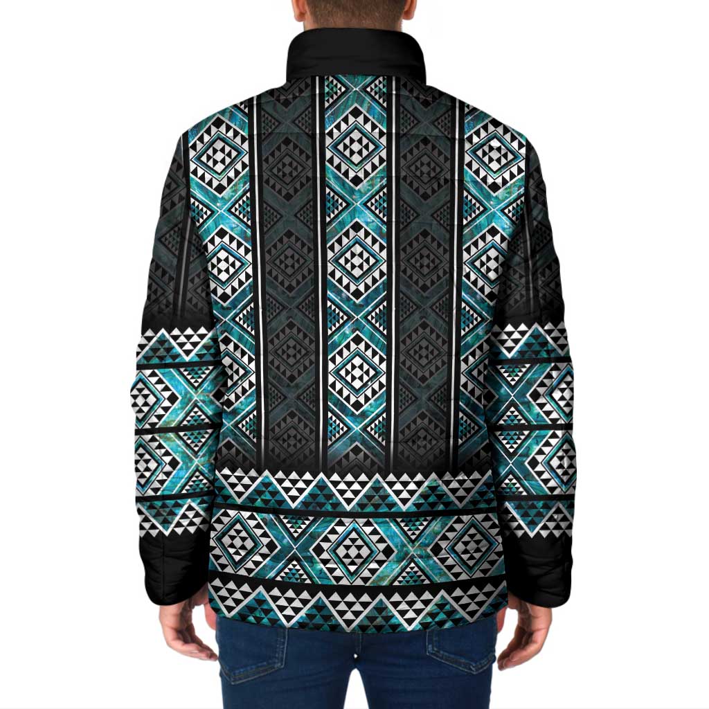 Paua Shell Taniko Pattern Aotearoa Padded Jacket Niho Taniwha Mix Poutama LT14 - Polynesian Pride
