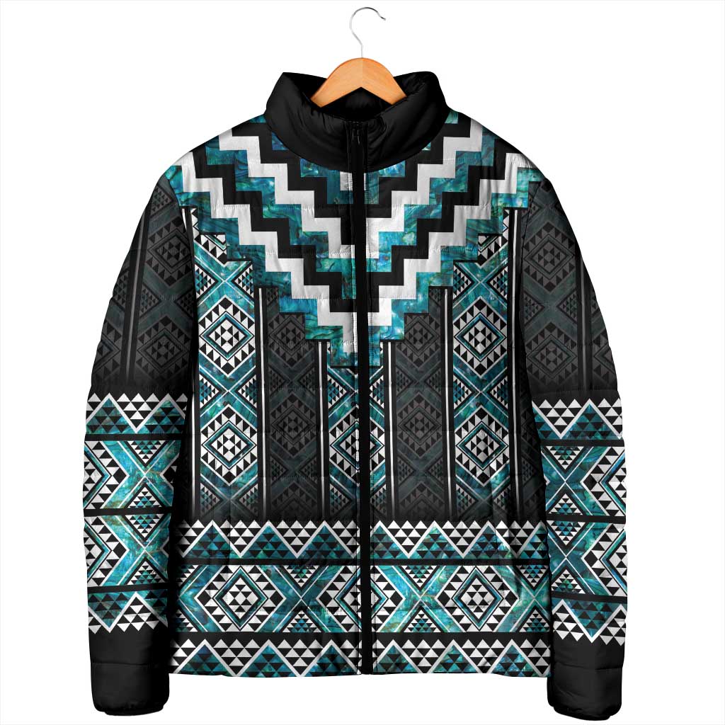 Paua Shell Taniko Pattern Aotearoa Padded Jacket Niho Taniwha Mix Poutama LT14 - Polynesian Pride
