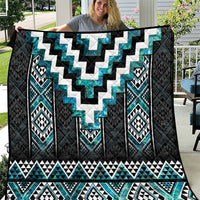 Paua Shell Taniko Pattern Aotearoa Quilt Niho Taniwha Mix Poutama LT14 Turquoise - Polynesian Pride