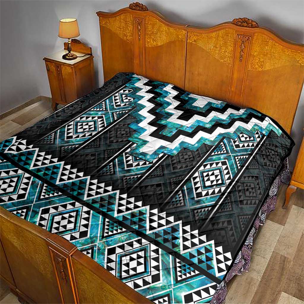 Paua Shell Taniko Pattern Aotearoa Quilt Niho Taniwha Mix Poutama LT14 - Polynesian Pride