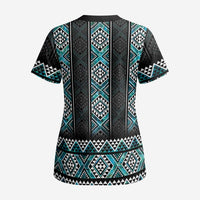 Paua Shell Taniko Pattern Aotearoa Scrub Top Niho Taniwha Mix Poutama LT14 - Polynesian Pride