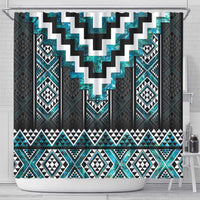 Paua Shell Taniko Pattern Aotearoa Shower Curtain Niho Taniwha Mix Poutama LT14 - Polynesian Pride