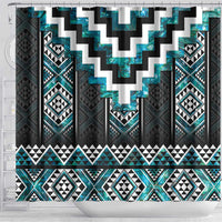 Paua Shell Taniko Pattern Aotearoa Shower Curtain Niho Taniwha Mix Poutama LT14 - Polynesian Pride