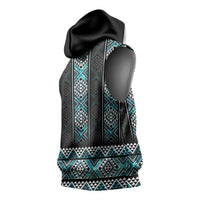 Paua Shell Taniko Pattern Aotearoa Sleeveless Hoodie Niho Taniwha Mix Poutama LT14 - Polynesian Pride