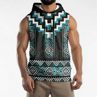 Paua Shell Taniko Pattern Aotearoa Sleeveless Hoodie Niho Taniwha Mix Poutama LT14 - Polynesian Pride