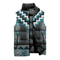 Paua Shell Taniko Pattern Aotearoa Sleeveless Puffer Jacket Niho Taniwha Mix Poutama LT14 - Polynesian Pride
