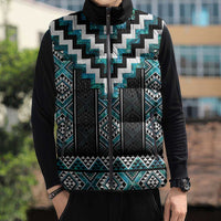 Paua Shell Taniko Pattern Aotearoa Sleeveless Puffer Jacket Niho Taniwha Mix Poutama LT14 - Polynesian Pride