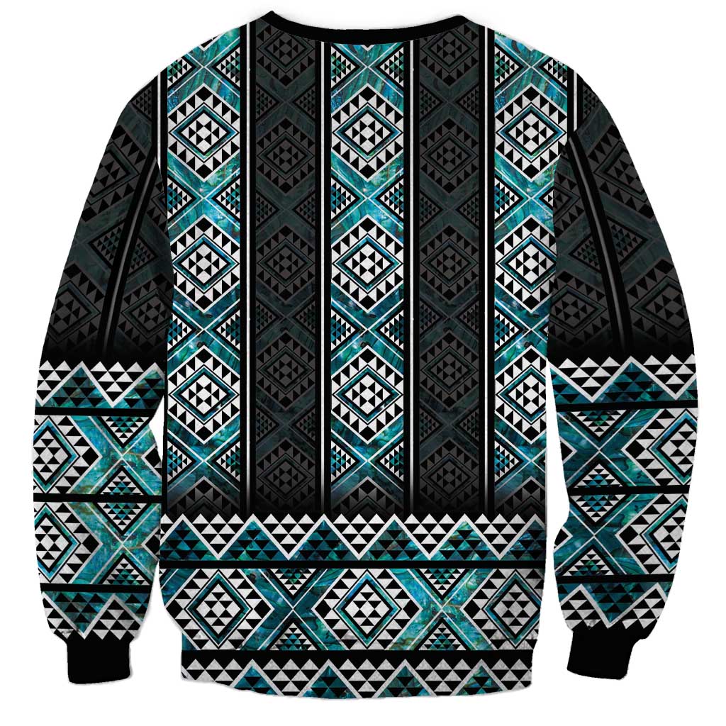 Paua Shell Taniko Pattern Aotearoa Sweatshirt Niho Taniwha Mix Poutama LT14 - Polynesian Pride