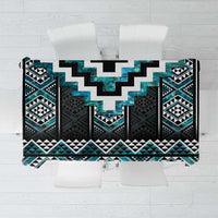 Paua Shell Taniko Pattern Aotearoa Tablecloth Niho Taniwha Mix Poutama LT14 Turquoise - Polynesian Pride