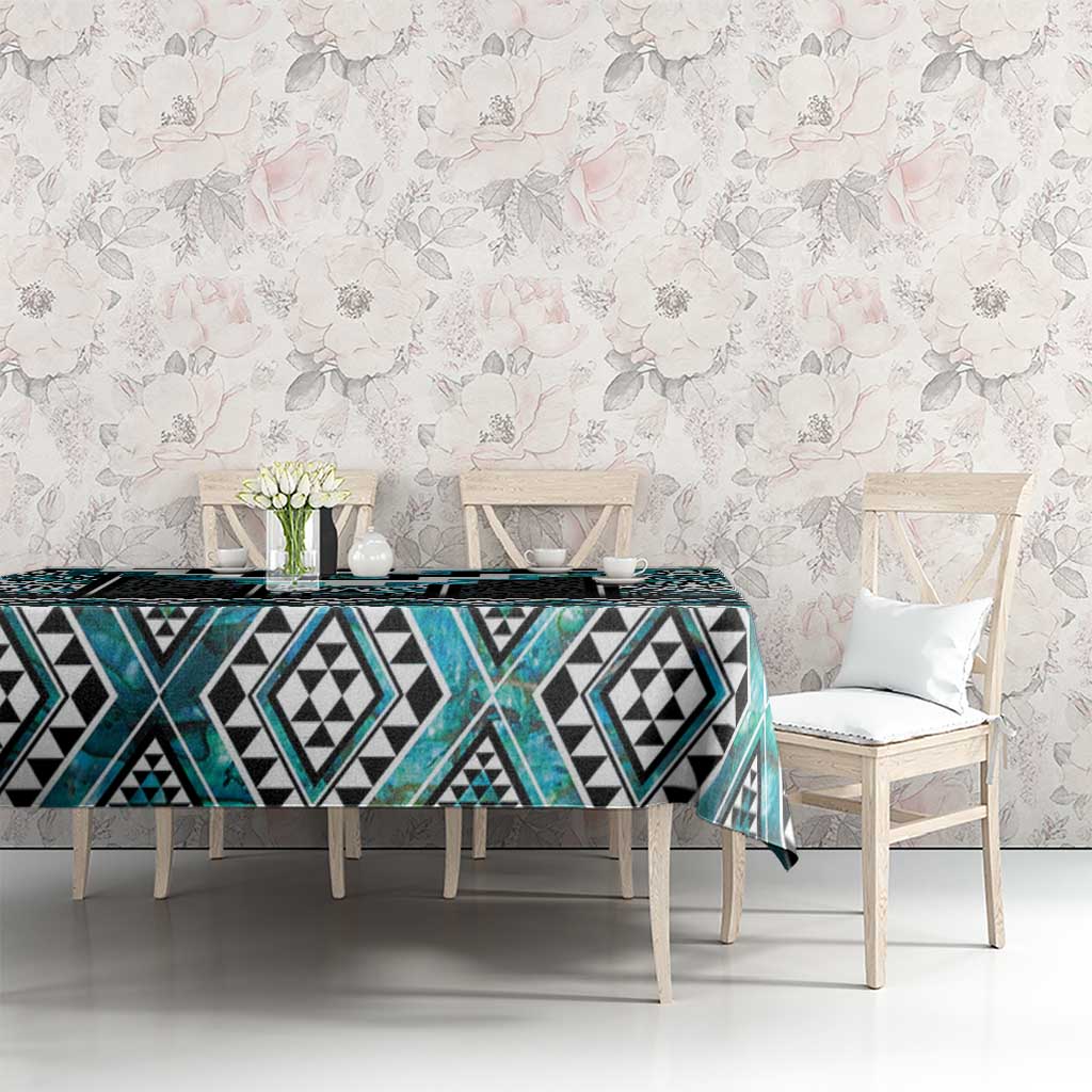 Paua Shell Taniko Pattern Aotearoa Tablecloth Niho Taniwha Mix Poutama LT14 - Polynesian Pride