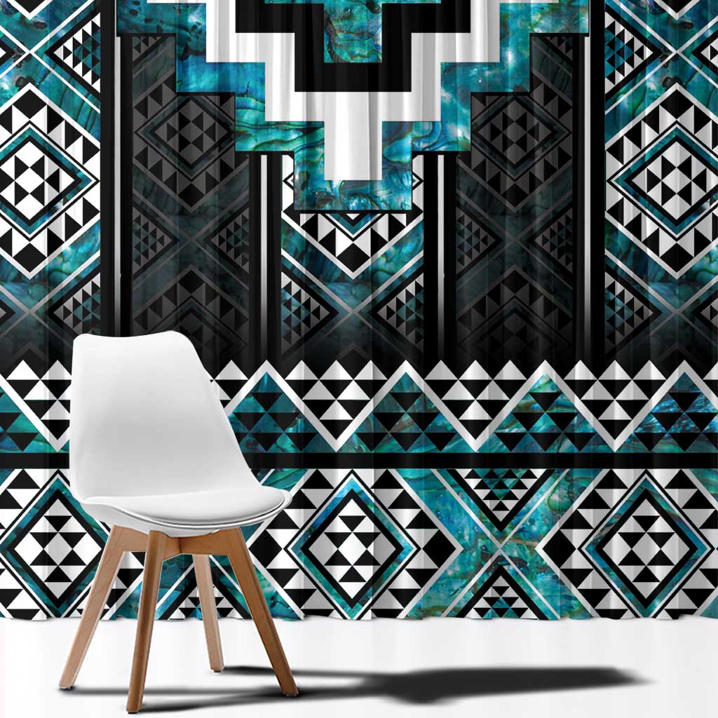 Paua Shell Taniko Pattern Aotearoa Window Curtain Niho Taniwha Mix Poutama LT14 - Polynesian Pride