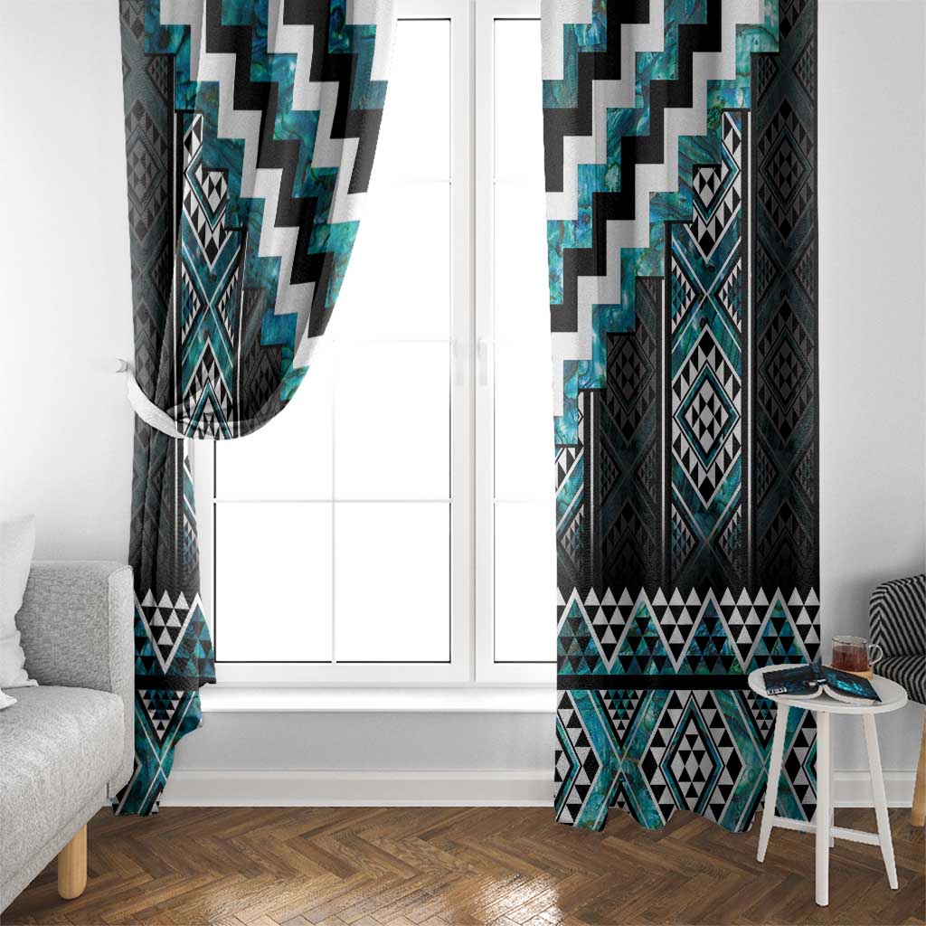 Paua Shell Taniko Pattern Aotearoa Window Curtain Niho Taniwha Mix Poutama LT14 - Polynesian Pride