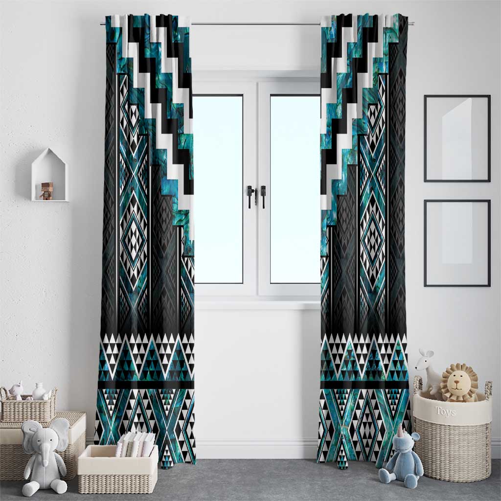 Paua Shell Taniko Pattern Aotearoa Window Curtain Niho Taniwha Mix Poutama LT14 - Polynesian Pride