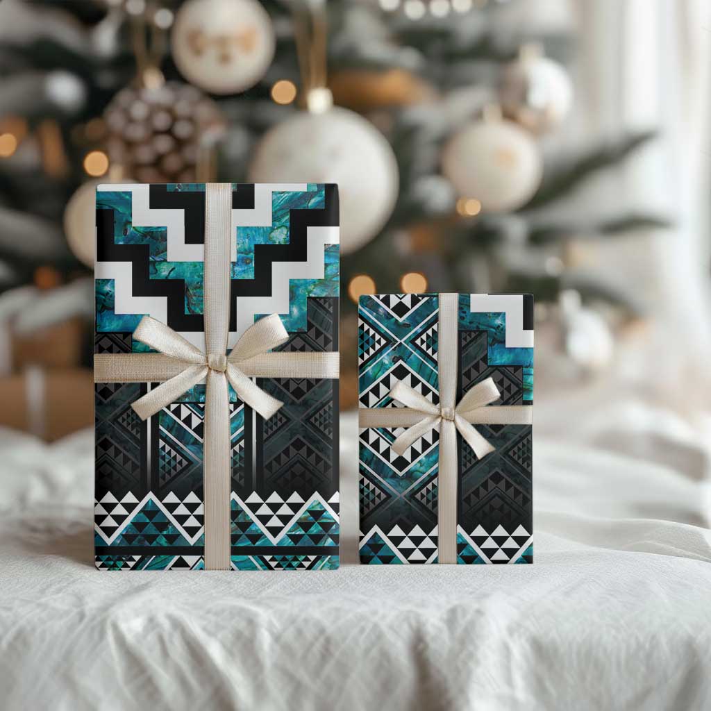 Paua Shell Taniko Pattern Aotearoa Wrapping Paper Niho Taniwha Mix Poutama LT14 - Polynesian Pride