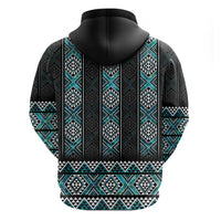 Paua Shell Taniko Pattern Aotearoa Zip Hoodie Niho Taniwha Mix Poutama LT14 - Polynesian Pride