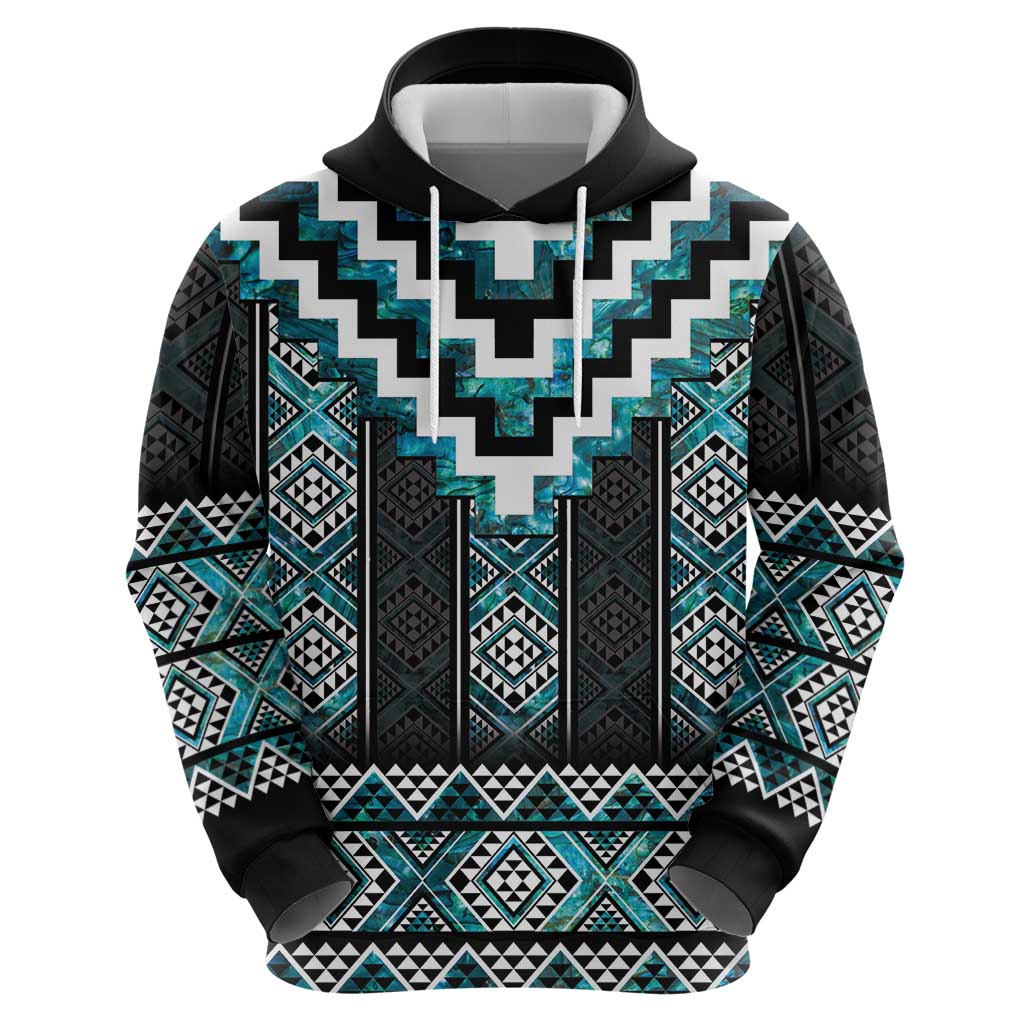 Paua Shell Taniko Pattern Aotearoa Zip Hoodie Niho Taniwha Mix Poutama LT14 - Polynesian Pride