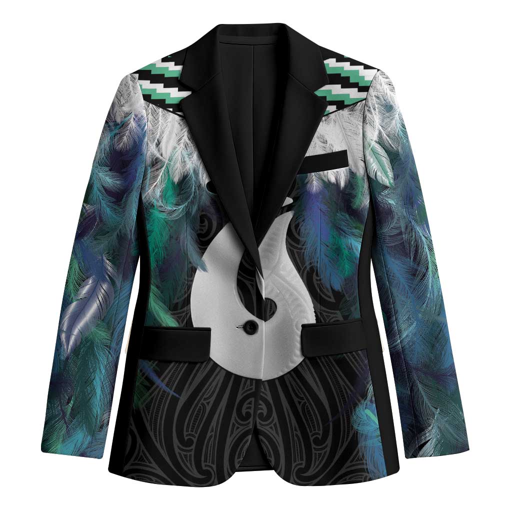 Aotearoa Korowai Motif Blazer Hei Matau Poutama Maori Pattern LT14 Unisex Turquoise - Polynesian Pride