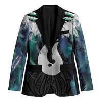 Aotearoa Korowai Motif Blazer Hei Matau Poutama Maori Pattern LT14 Unisex Turquoise - Polynesian Pride