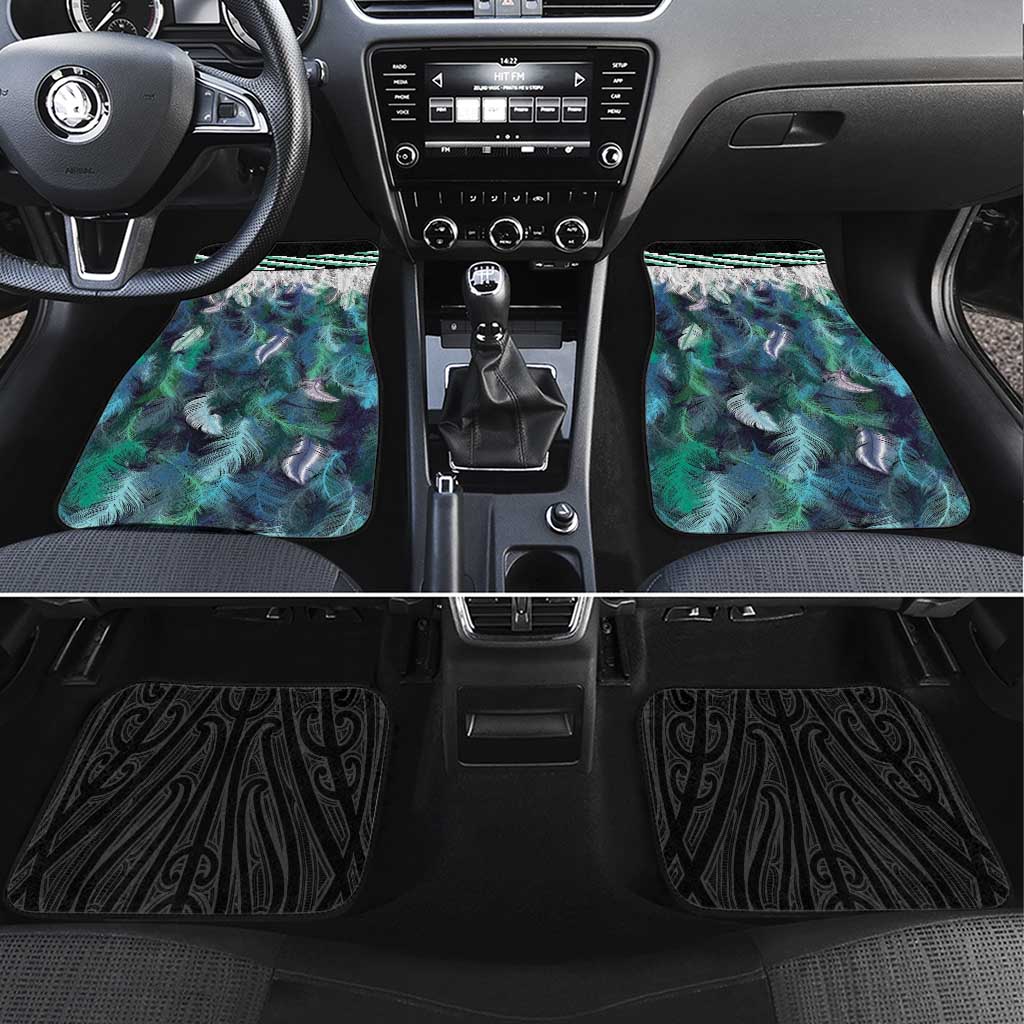 Aotearoa Korowai Motif Car Mats Hei Matau Poutama Maori Pattern LT14 Set 4pcs Turquoise - Polynesian Pride