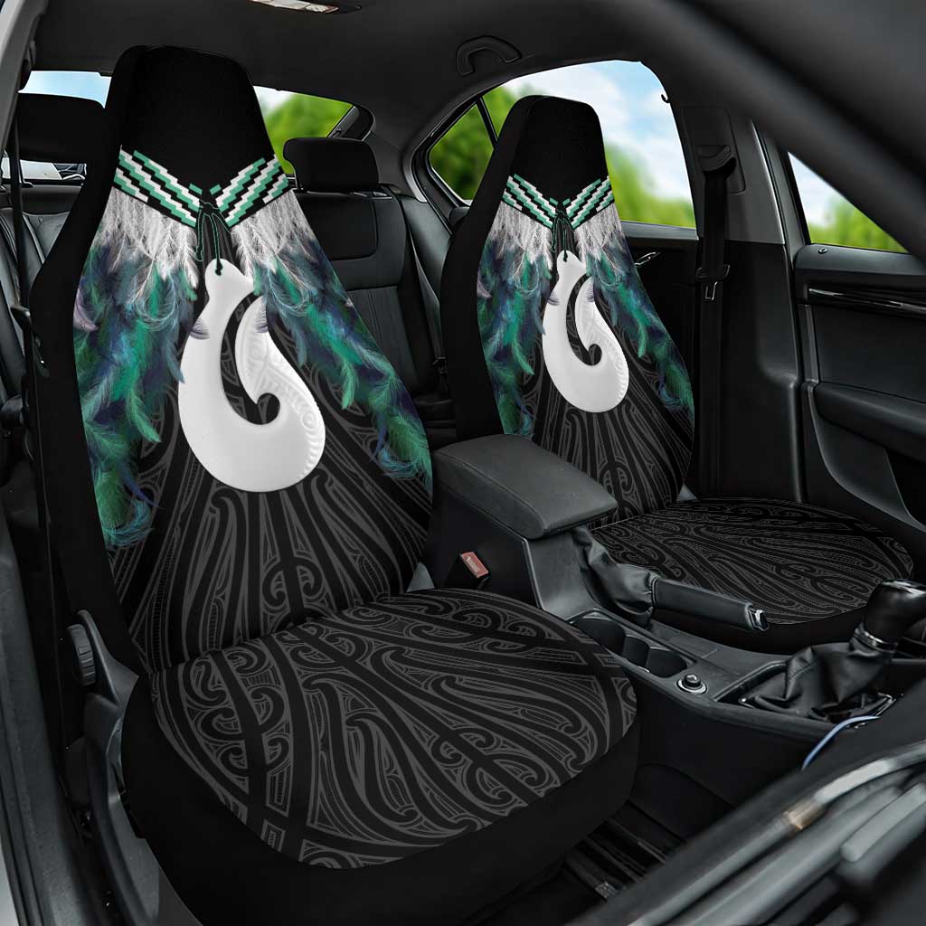 Aotearoa Korowai Motif Car Seat Cover Hei Matau Poutama Maori Pattern LT14 One Size Turquoise - Polynesian Pride