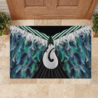 Aotearoa Korowai Motif Rubber Doormat Hei Matau Poutama Maori Pattern LT14 Turquoise - Polynesian Pride