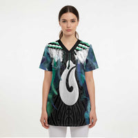 Aotearoa Korowai Motif Scrub Top Hei Matau Poutama Maori Pattern LT14 - Polynesian Pride