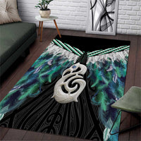 Aotearoa Korowai Motif Area Rug Hei Manaia Poutama Maori Pattern LT14 Turquoise - Polynesian Pride