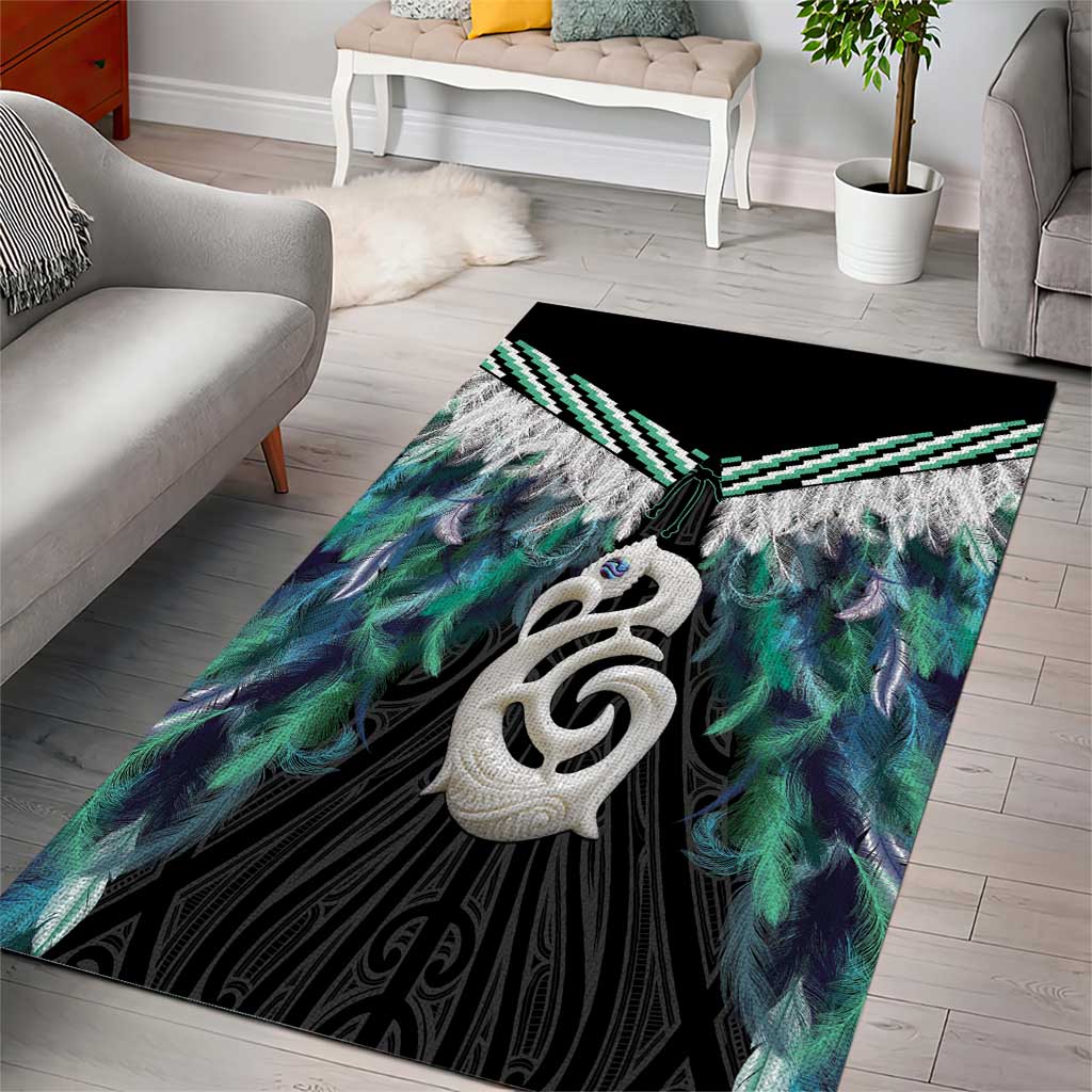 Aotearoa Korowai Motif Area Rug Hei Manaia Poutama Maori Pattern LT14 - Polynesian Pride