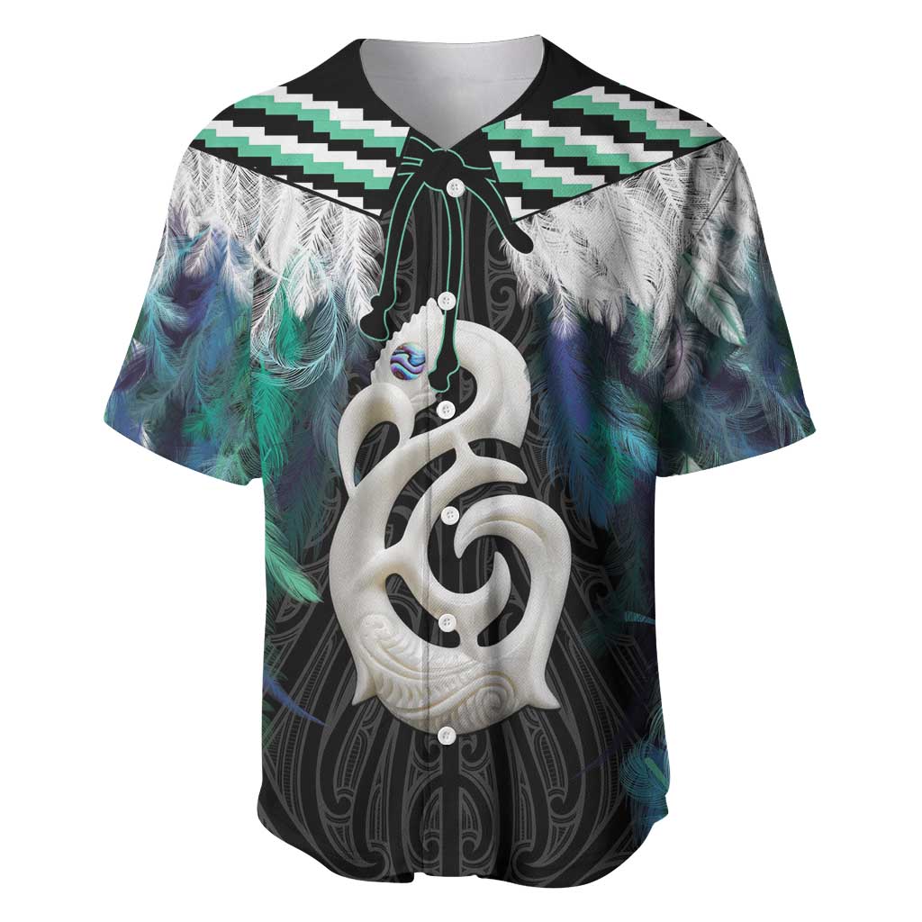 Aotearoa Korowai Motif Baseball Jersey Hei Manaia Poutama Maori Pattern LT14 Turquoise - Polynesian Pride