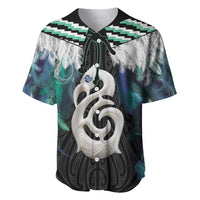 Aotearoa Korowai Motif Baseball Jersey Hei Manaia Poutama Maori Pattern LT14 Turquoise - Polynesian Pride