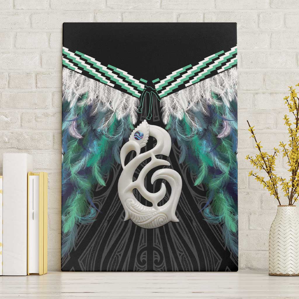 Aotearoa Korowai Motif Canvas Wall Art Hei Manaia Poutama Maori Pattern LT14 Without Frame Turquoise - Polynesian Pride