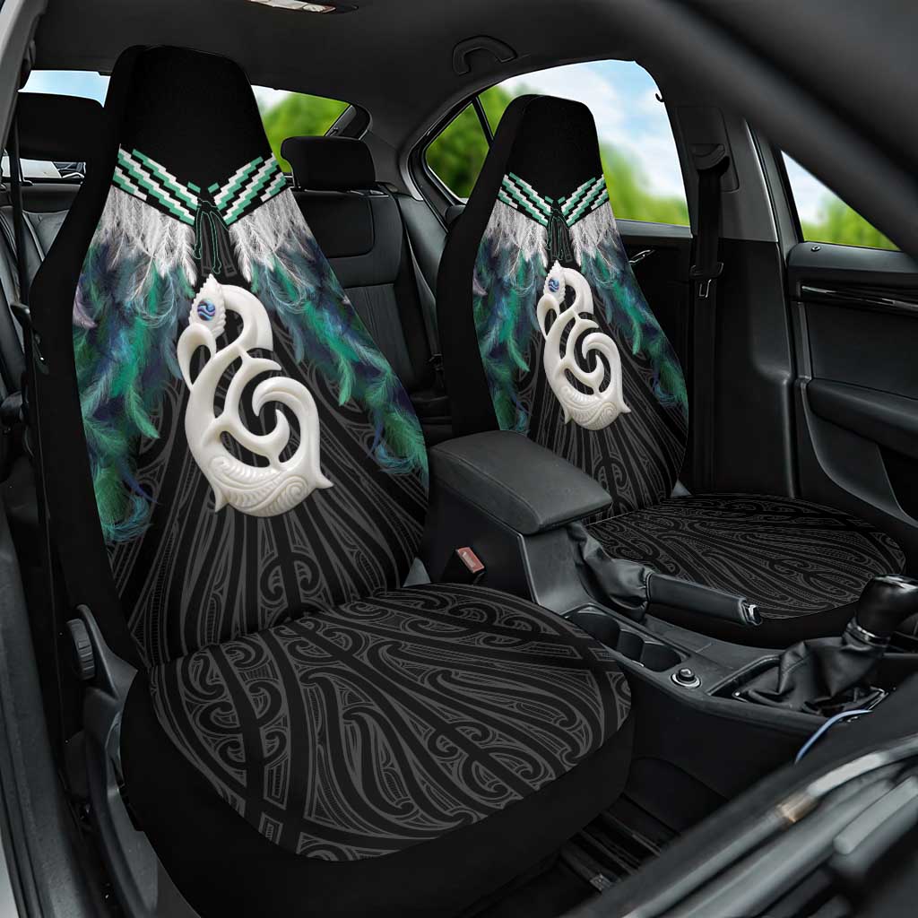 Aotearoa Korowai Motif Car Seat Cover Hei Manaia Poutama Maori Pattern LT14 One Size Turquoise - Polynesian Pride