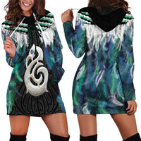Aotearoa Korowai Motif Hoodie Dress Hei Manaia Poutama Maori Pattern LT14 - Polynesian Pride
