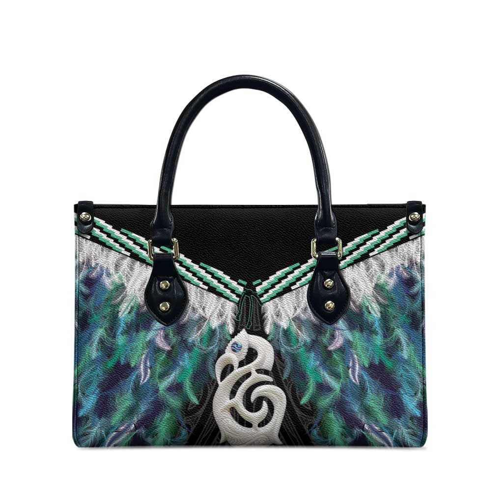 Aotearoa Korowai Motif Leather Bag Hei Manaia Poutama Maori Pattern LT14 - Polynesian Pride