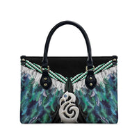 Aotearoa Korowai Motif Leather Bag Hei Manaia Poutama Maori Pattern LT14 - Polynesian Pride