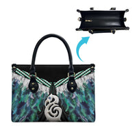 Aotearoa Korowai Motif Leather Bag Hei Manaia Poutama Maori Pattern LT14 - Polynesian Pride