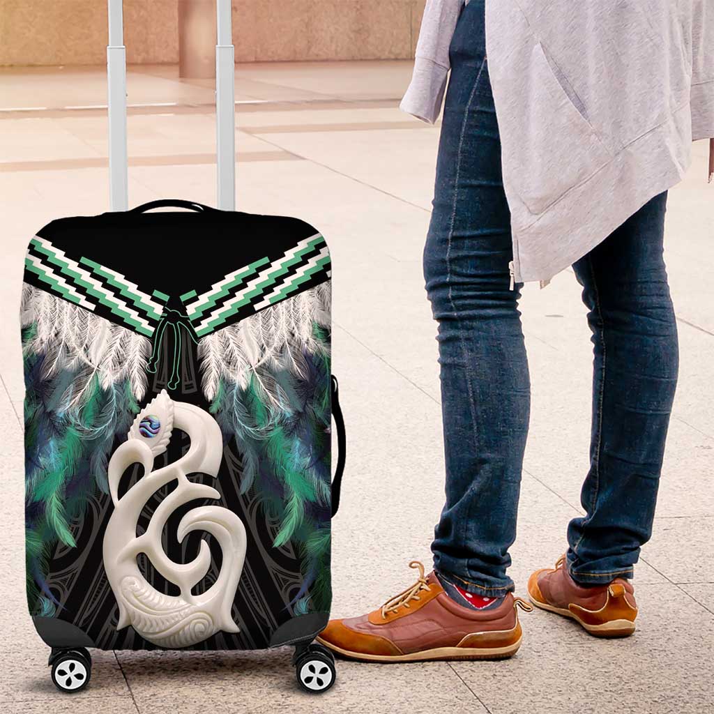 Aotearoa Korowai Motif Luggage Cover Hei Manaia Poutama Maori Pattern LT14 Turquoise - Polynesian Pride