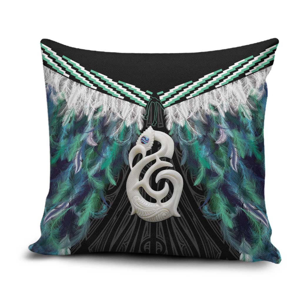 Aotearoa Korowai Motif Pillow Cover Hei Manaia Poutama Maori Pattern LT14 Turquoise - Polynesian Pride
