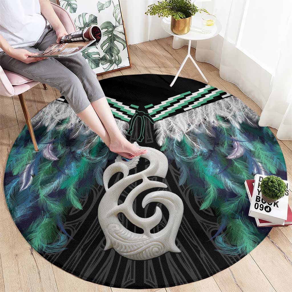 Aotearoa Korowai Motif Round Carpet Hei Manaia Poutama Maori Pattern LT14 - Polynesian Pride