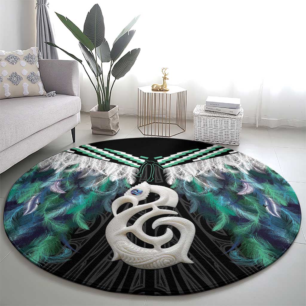 Aotearoa Korowai Motif Round Carpet Hei Manaia Poutama Maori Pattern LT14 - Polynesian Pride